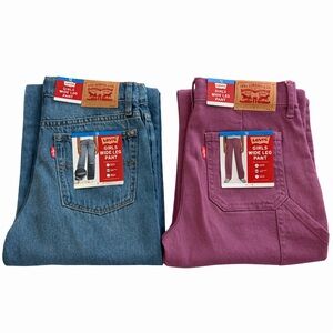 Levi's Girls Size 12 Bundle NWT Wide Leg Pants - Blue Denim and Grape Carpenter